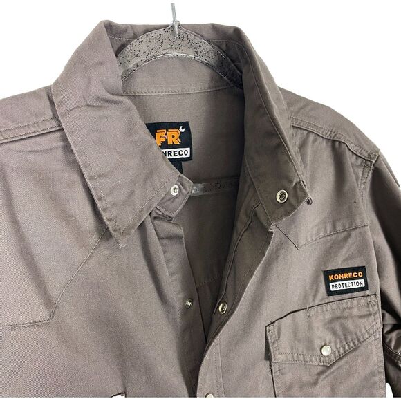 KONRECO Flame Resistant HRC2 Men's Shirt Button Down (Pearl Snap) Great Cond. XL - Picture 3 of 13